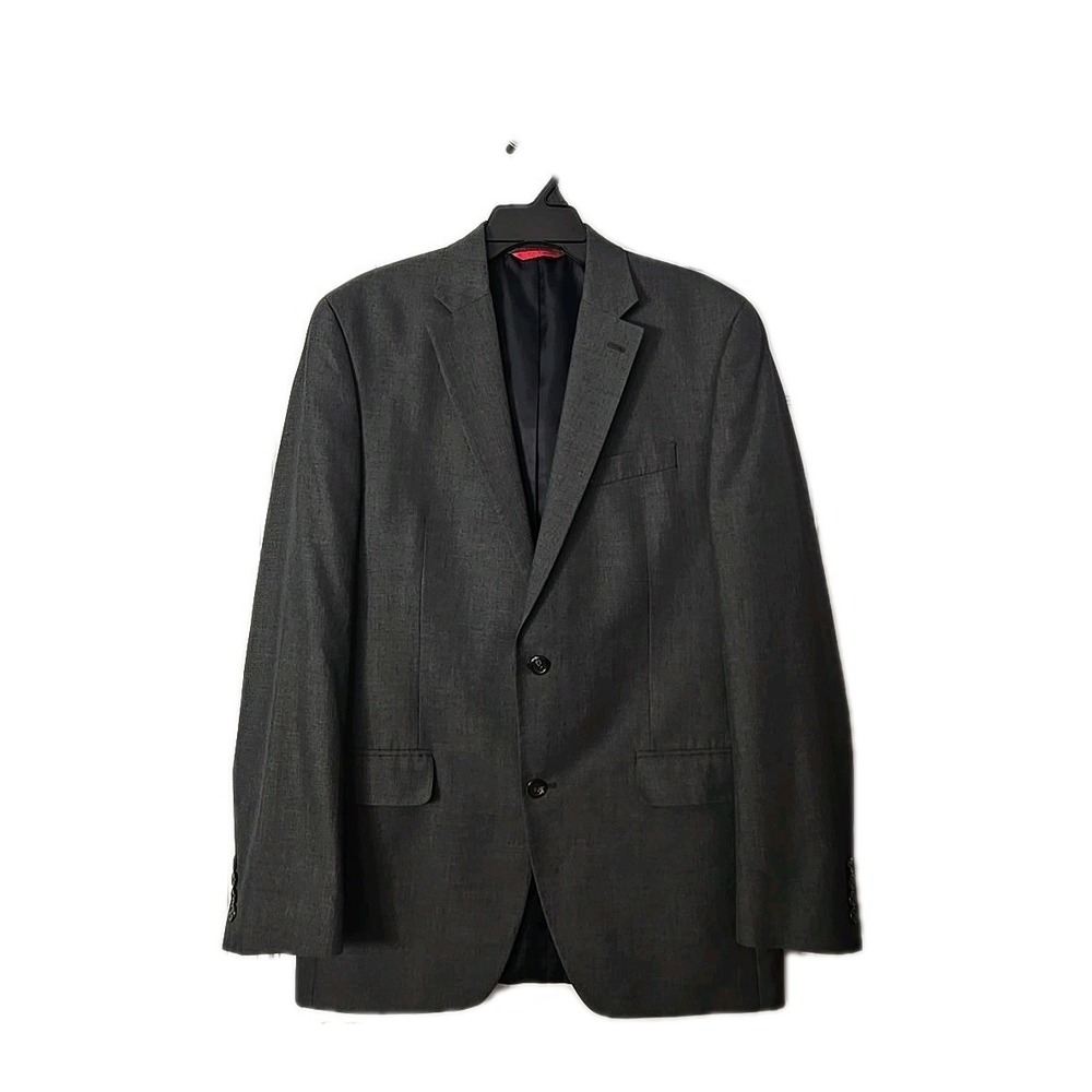 Chaps 40L DarkvGray Sport Coat Blazer Jacket Geometric 2-Button Polyester, Rayon